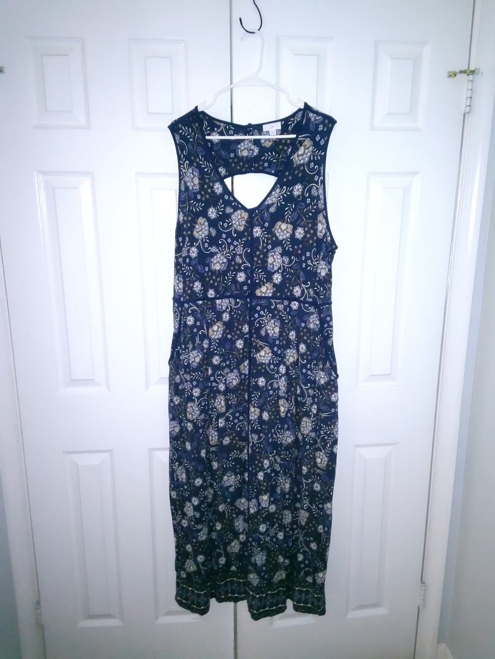 Talbots Navy Floral Sleeveless Maxi Dress with Cutout